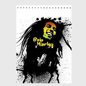 Скетчбук с принтом Bob Marley в Кировске, 100% бумага
 | 48 листов, плотность листов — 100 г/м2, плотность картонной обложки — 250 г/м2. Листы скреплены сверху удобной пружинной спиралью | bob marley | боб марли | музыка | регги | ямайка