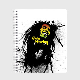 Тетрадь с принтом Bob Marley в Кировске, 100% бумага | 48 листов, плотность листов — 60 г/м2, плотность картонной обложки — 250 г/м2. Листы скреплены сбоку удобной пружинной спиралью. Уголки страниц и обложки скругленные. Цвет линий — светло-серый
 | Тематика изображения на принте: bob marley | боб марли | музыка | регги | ямайка