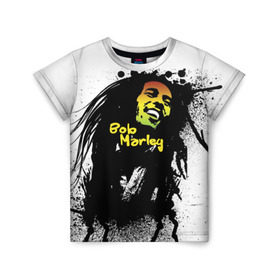 Детская футболка 3D с принтом Bob Marley в Кировске, 100% гипоаллергенный полиэфир | прямой крой, круглый вырез горловины, длина до линии бедер, чуть спущенное плечо, ткань немного тянется | Тематика изображения на принте: bob marley | боб марли | музыка | регги | ямайка
