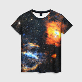 Женская футболка 3D с принтом Вселенная в Кировске, 100% полиэфир ( синтетическое хлопкоподобное полотно) | прямой крой, круглый вырез горловины, длина до линии бедер | вселенная | галактика | звезды | планеты | туманность