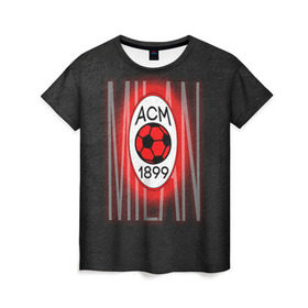 Женская футболка 3D с принтом ACM в Кировске, 100% полиэфир ( синтетическое хлопкоподобное полотно) | прямой крой, круглый вырез горловины, длина до линии бедер | ac milan | milan | милан | спорт | фк | фк милан | футбол | футбольный клуб
