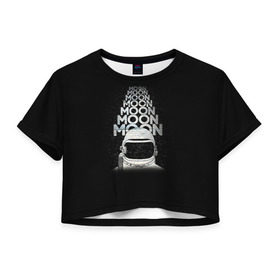 Женская футболка 3D укороченная с принтом Космонавт 2 в Кировске, 100% полиэстер | круглая горловина, длина футболки до линии талии, рукава с отворотами | astro | moon | space monkey | star | stars | астронавт | звезды | земля | космонавт | космос | луна | скафандр