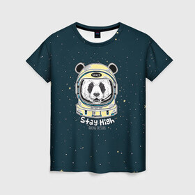 Женская футболка 3D с принтом Космонавт 8 в Кировске, 100% полиэфир ( синтетическое хлопкоподобное полотно) | прямой крой, круглый вырез горловины, длина до линии бедер | astro | moon | space monkey | star | stars | астронавт | животные | звезды | земля | космонавт | космос | луна | скафандр