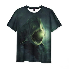 Мужская футболка 3D с принтом Рыба удильщик в Кировске, 100% полиэфир | прямой крой, круглый вырез горловины, длина до линии бедер | рыбалка