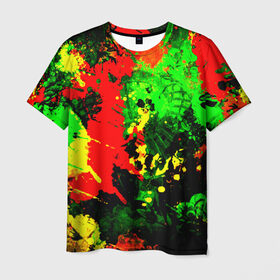 Мужская футболка 3D с принтом Пятна красок в Кировске, 100% полиэфир | прямой крой, круглый вырез горловины, длина до линии бедер | брызги | кляксы | разноцветный | яркий