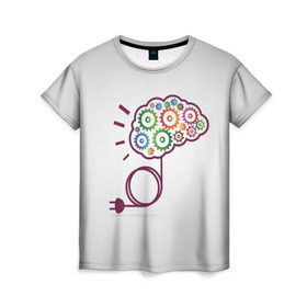 Женская футболка 3D с принтом Eyes and Business в Кировске, 100% полиэфир ( синтетическое хлопкоподобное полотно) | прямой крой, круглый вырез горловины, длина до линии бедер | eyes and business | бизнес | жёлтый | зелёный | идея | красный | мозг | оранжевый | розетка | синий | цвета