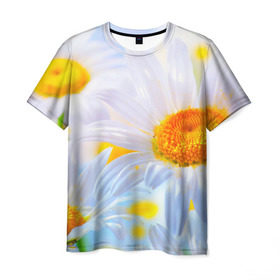 Мужская футболка 3D с принтом Ромашки в Кировске, 100% полиэфир | прямой крой, круглый вырез горловины, длина до линии бедер | красота | поле | природа | ромашка | цветы