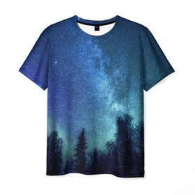 Мужская футболка 3D с принтом Космос в Кировске, 100% полиэфир | прямой крой, круглый вырез горловины, длина до линии бедер | space | галактика | звёзды | космос | небо | ночное небо | ночь | северное сияние