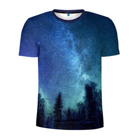 Мужская футболка 3D спортивная с принтом Космос в Кировске, 100% полиэстер с улучшенными характеристиками | приталенный силуэт, круглая горловина, широкие плечи, сужается к линии бедра | space | галактика | звёзды | космос | небо | ночное небо | ночь | северное сияние