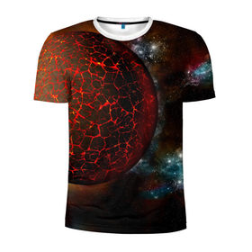 Мужская футболка 3D спортивная с принтом Вселенная в Кировске, 100% полиэстер с улучшенными характеристиками | приталенный силуэт, круглая горловина, широкие плечи, сужается к линии бедра | взрыв | вселенная | гравитация | космос | лава | планета