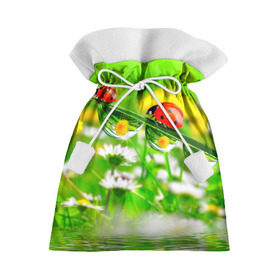 Подарочный 3D мешок с принтом Макро в Кировске, 100% полиэстер | Размер: 29*39 см | божья коровка | насекомые | одуванчик | природа | цветы