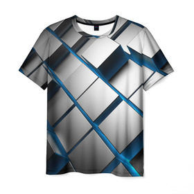Мужская футболка 3D с принтом Текстура в Кировске, 100% полиэфир | прямой крой, круглый вырез горловины, длина до линии бедер | квадраты | кубы | серый