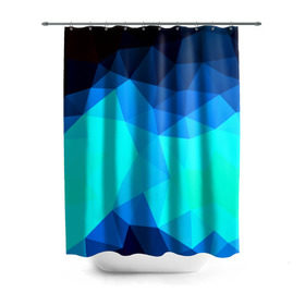 Штора 3D для ванной с принтом Polygon в Кировске, 100% полиэстер | плотность материала — 100 г/м2. Стандартный размер — 146 см х 180 см. По верхнему краю — пластиковые люверсы для креплений. В комплекте 10 пластиковых колец | полигоны | синий