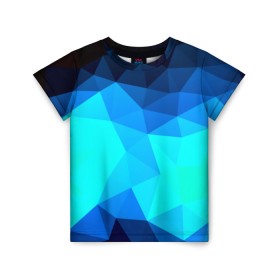 Детская футболка 3D с принтом Polygon в Кировске, 100% гипоаллергенный полиэфир | прямой крой, круглый вырез горловины, длина до линии бедер, чуть спущенное плечо, ткань немного тянется | полигоны | синий
