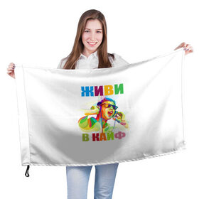 Флаг 3D с принтом Живи в кайф в Кировске, 100% полиэстер | плотность ткани — 95 г/м2, размер — 67 х 109 см. Принт наносится с одной стороны | кайф | клуб | отдых | студент | тусовка
