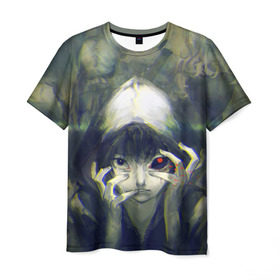 Мужская футболка 3D с принтом Глаз в Кировске, 100% полиэфир | прямой крой, круглый вырез горловины, длина до линии бедер | anime | ghoul | tokyo | tokyo ghoul | гуль | канеки | кен