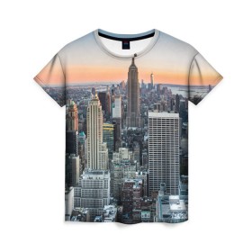 Женская футболка 3D с принтом Америка в Кировске, 100% полиэфир ( синтетическое хлопкоподобное полотно) | прямой крой, круглый вырез горловины, длина до линии бедер | america | empire state building | new york | usa | америка | высотки | мегаполис | нью йорк | сша | штаты