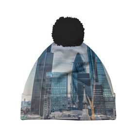 Шапка 3D c помпоном с принтом London в Кировске, 100% полиэстер | универсальный размер, печать по всей поверхности изделия | england | europe | london | англия | великобритания | высотки | королева | лондон | мегаполис | туризм