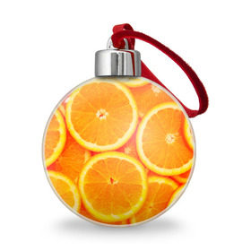 Ёлочный шар с принтом Апельсины в Кировске, Пластик | Диаметр: 77 мм | апельсин | долька | цитрус