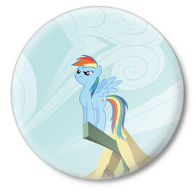Значок с принтом Rainbow в Кировске,  металл | круглая форма, металлическая застежка в виде булавки | my little pony | луна | пинки пай | пони | рарити | рейнбоу дэш | селестия | сумеречная искорка | флаттершай | эплджек