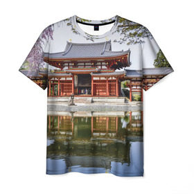 Мужская футболка 3D с принтом Япония в Кировске, 100% полиэфир | прямой крой, круглый вырез горловины, длина до линии бедер | japan | азия | пагода | пейзаж