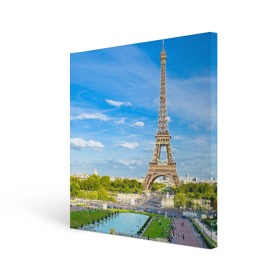 Холст квадратный с принтом Париж в Кировске, 100% ПВХ |  | france | paris | париж | франция | эйфелева башня