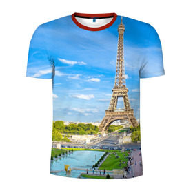 Мужская футболка 3D спортивная с принтом Париж в Кировске, 100% полиэстер с улучшенными характеристиками | приталенный силуэт, круглая горловина, широкие плечи, сужается к линии бедра | france | paris | париж | франция | эйфелева башня