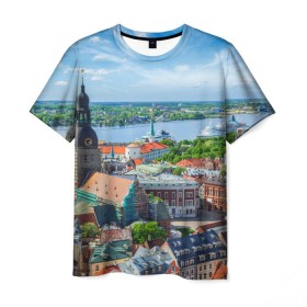 Мужская футболка 3D с принтом Рига в Кировске, 100% полиэфир | прямой крой, круглый вырез горловины, длина до линии бедер | latvia | riga | европа | евросоюз | ес | латвия | отпуск | путешествия | рига | туризм
