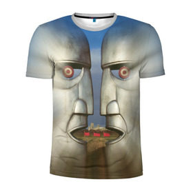 Мужская футболка 3D спортивная с принтом Pink Floyd. The division bell в Кировске, 100% полиэстер с улучшенными характеристиками | приталенный силуэт, круглая горловина, широкие плечи, сужается к линии бедра | 