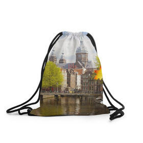 Рюкзак-мешок 3D с принтом Amsterdam в Кировске, 100% полиэстер | плотность ткани — 200 г/м2, размер — 35 х 45 см; лямки — толстые шнурки, застежка на шнуровке, без карманов и подкладки | нидерланды | пейзаж