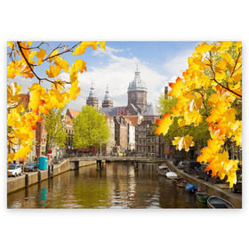 Поздравительная открытка с принтом Amsterdam в Кировске, 100% бумага | плотность бумаги 280 г/м2, матовая, на обратной стороне линовка и место для марки
 | нидерланды | пейзаж