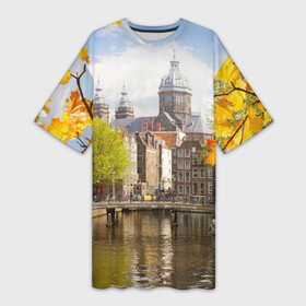 Платье-футболка 3D с принтом Amsterdam в Кировске,  |  | нидерланды | пейзаж