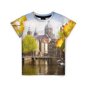 Детская футболка 3D с принтом Amsterdam в Кировске, 100% гипоаллергенный полиэфир | прямой крой, круглый вырез горловины, длина до линии бедер, чуть спущенное плечо, ткань немного тянется | нидерланды | пейзаж
