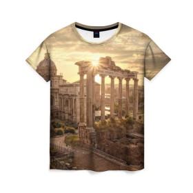 Женская футболка 3D с принтом Рим в Кировске, 100% полиэфир ( синтетическое хлопкоподобное полотно) | прямой крой, круглый вырез горловины, длина до линии бедер | europe | italy | rome | vatican | архитектура | ватикан | европа | италия | папа римский | развалины | рим | руины