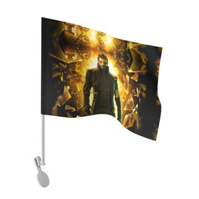 Флаг для автомобиля с принтом Deus Ex в Кировске, 100% полиэстер | Размер: 30*21 см | deus ex | human revolution | mankind divided | адам дженсен | деус экс