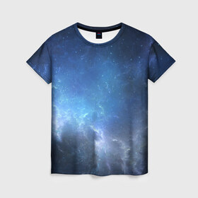 Женская футболка 3D с принтом Космос в Кировске, 100% полиэфир ( синтетическое хлопкоподобное полотно) | прямой крой, круглый вырез горловины, длина до линии бедер | галактика | звезды | космос | небо | планеты