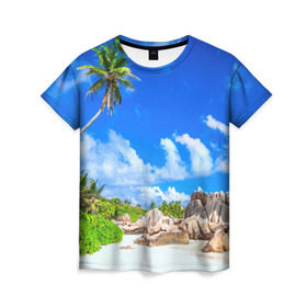 Женская футболка 3D с принтом Сейшельские острова в Кировске, 100% полиэфир ( синтетическое хлопкоподобное полотно) | прямой крой, круглый вырез горловины, длина до линии бедер | seychelles | восточная африка | индийский океан | каникулы | море | островное государство | отдых | отпуск | пальмы | песок | пляж | приключение | путешествие | рай | сейшелы | сейшельские острова | туризм
