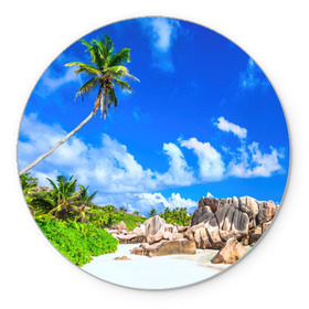 Коврик круглый с принтом Сейшельские острова в Кировске, резина и полиэстер | круглая форма, изображение наносится на всю лицевую часть | Тематика изображения на принте: seychelles | восточная африка | индийский океан | каникулы | море | островное государство | отдых | отпуск | пальмы | песок | пляж | приключение | путешествие | рай | сейшелы | сейшельские острова | туризм