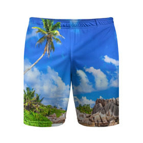 Мужские шорты 3D спортивные с принтом Сейшельские острова в Кировске,  |  | seychelles | восточная африка | индийский океан | каникулы | море | островное государство | отдых | отпуск | пальмы | песок | пляж | приключение | путешествие | рай | сейшелы | сейшельские острова | туризм