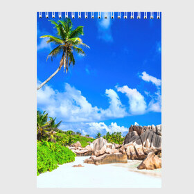 Скетчбук с принтом Сейшельские острова в Кировске, 100% бумага
 | 48 листов, плотность листов — 100 г/м2, плотность картонной обложки — 250 г/м2. Листы скреплены сверху удобной пружинной спиралью | seychelles | восточная африка | индийский океан | каникулы | море | островное государство | отдых | отпуск | пальмы | песок | пляж | приключение | путешествие | рай | сейшелы | сейшельские острова | туризм
