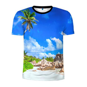 Мужская футболка 3D спортивная с принтом Сейшельские острова в Кировске, 100% полиэстер с улучшенными характеристиками | приталенный силуэт, круглая горловина, широкие плечи, сужается к линии бедра | Тематика изображения на принте: seychelles | восточная африка | индийский океан | каникулы | море | островное государство | отдых | отпуск | пальмы | песок | пляж | приключение | путешествие | рай | сейшелы | сейшельские острова | туризм
