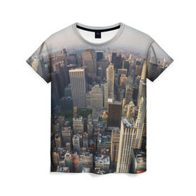 Женская футболка 3D с принтом New York в Кировске, 100% полиэфир ( синтетическое хлопкоподобное полотно) | прямой крой, круглый вырез горловины, длина до линии бедер | america | new york | usa | америка | высотки | мегаполис | нью йорк | столица мира | сша | штаты