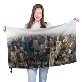 Флаг 3D с принтом New York в Кировске, 100% полиэстер | плотность ткани — 95 г/м2, размер — 67 х 109 см. Принт наносится с одной стороны | america | new york | usa | америка | высотки | мегаполис | нью йорк | столица мира | сша | штаты
