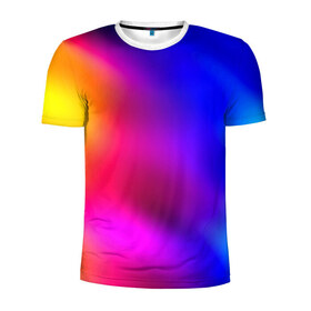 Мужская футболка 3D спортивная с принтом Краска в Кировске, 100% полиэстер с улучшенными характеристиками | приталенный силуэт, круглая горловина, широкие плечи, сужается к линии бедра | Тематика изображения на принте: размытый | разноцветный | яркий