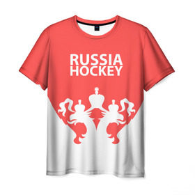 Мужская футболка 3D с принтом Russia Hockey в Кировске, 100% полиэфир | прямой крой, круглый вырез горловины, длина до линии бедер | hockey | ru | rus | russia | russian | россия | сборная | хоккей