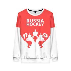 Женский свитшот 3D с принтом Russia Hockey в Кировске, 100% полиэстер с мягким внутренним слоем | круглый вырез горловины, мягкая резинка на манжетах и поясе, свободная посадка по фигуре | hockey | ru | rus | russia | russian | россия | сборная | хоккей