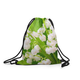 Рюкзак-мешок 3D с принтом Ландыши в Кировске, 100% полиэстер | плотность ткани — 200 г/м2, размер — 35 х 45 см; лямки — толстые шнурки, застежка на шнуровке, без карманов и подкладки | весна | ландыш | цветок