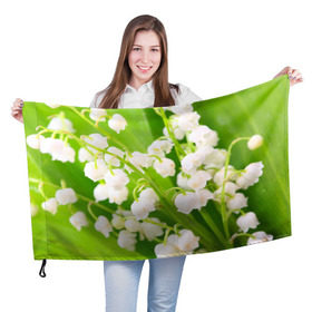 Флаг 3D с принтом Ландыши в Кировске, 100% полиэстер | плотность ткани — 95 г/м2, размер — 67 х 109 см. Принт наносится с одной стороны | весна | ландыш | цветок