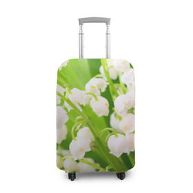 Чехол для чемодана 3D с принтом Ландыши в Кировске, 86% полиэфир, 14% спандекс | двустороннее нанесение принта, прорези для ручек и колес | весна | ландыш | цветок