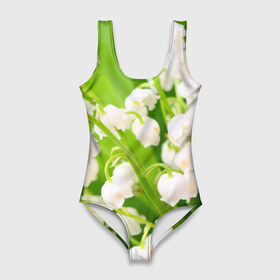 Купальник-боди 3D с принтом Ландыши в Кировске, 82% полиэстер, 18% эластан | Круглая горловина, круглый вырез на спине | весна | ландыш | цветок